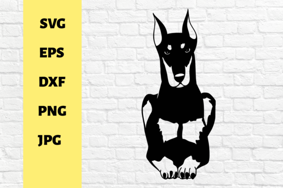 Doberman Sitting SVG: Trained Dog Design Review