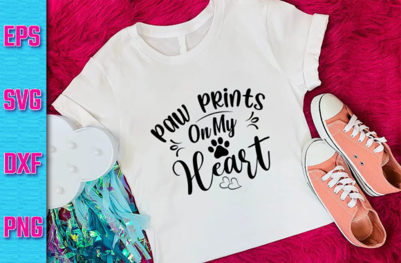 Dog SVG Design Paw Prints on My Heart