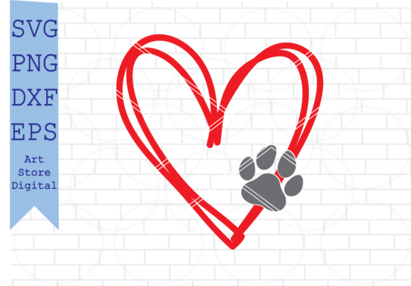 Heart Dog Paw SVG, I Love Dog SVG